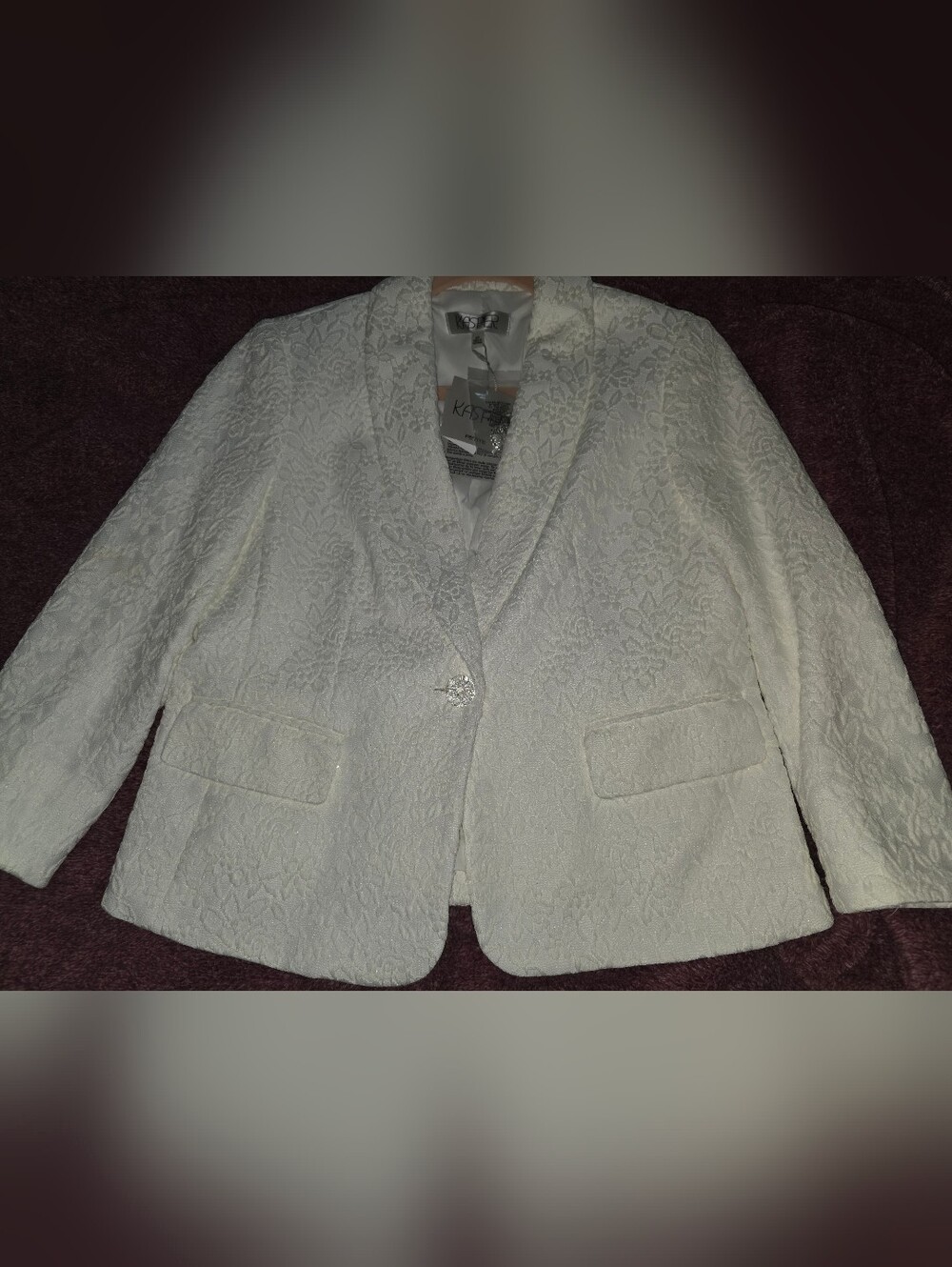 Kasper Ivory Lace Textured One-Button Blazer